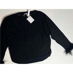 Black feather sleeve sweater